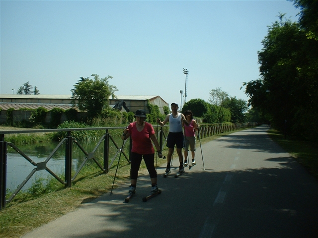 Gli skirollisti Monica Maurizio e Elisabetta